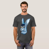 Hippe Blauwe Randse Konijn T-shirt (Voorkant volledig)