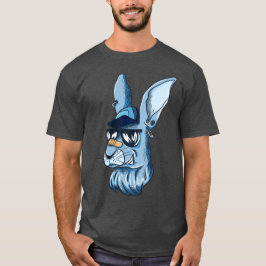 Hippe Blauwe Randse Konijn T-shirt