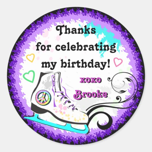 Hippe en kleurrijke Ice Schaats Gift Label (Voorkant)