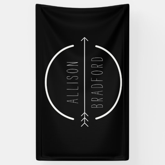 Hippe en rustieke pijl Logo op zwart Spandoek (Verticaal)