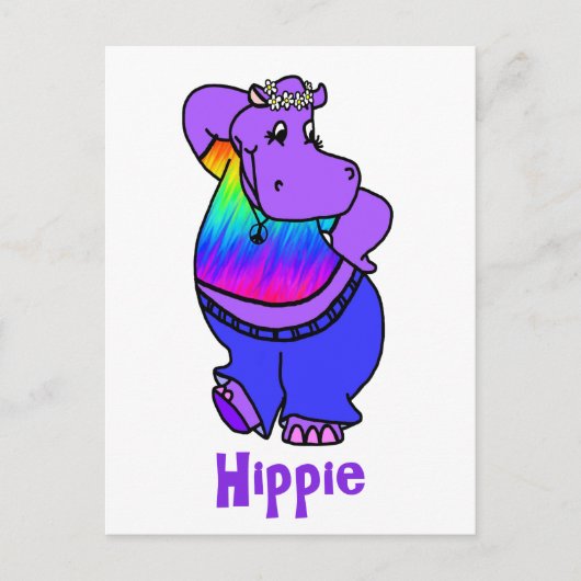 "Hippe" hippy hippo Briefkaart (Voorkant)