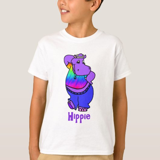 "Hippe" hippy hippo T-shirt (Voorkant)