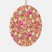 hippe roze bloempatroon keramisch ornament (Rechts)