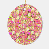 hippe roze bloempatroon keramisch ornament (Links)