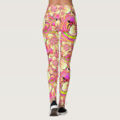 hippe roze bloempatroon leggings (Achterkant)