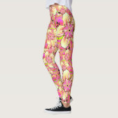 hippe roze bloempatroon leggings (Links)