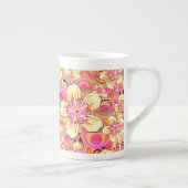 hippe roze bloempatroon porselein kop (Rechts)