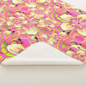 hippe roze bloempatroon sherpa deken (3/4)