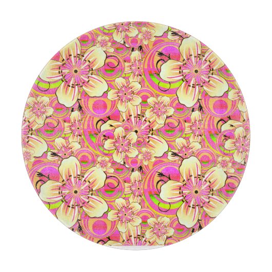 hippe roze bloempatroon snijplank (Voorkant)