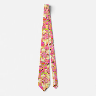 hippe roze bloempatroon stropdas