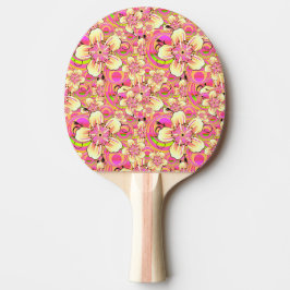 hippe roze bloempatroon tafeltennisbatje