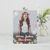 Hippie 1960's Flower Power Photo Afstuderen uit 19 Kaart (Staand voorkant)