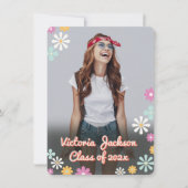 Hippie 1960's Flower Power Photo Afstuderen uit 19 Kaart (Voorkant)