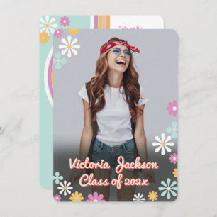 Hippie 1960's Flower Power Photo Afstuderen uit 19 Kaart