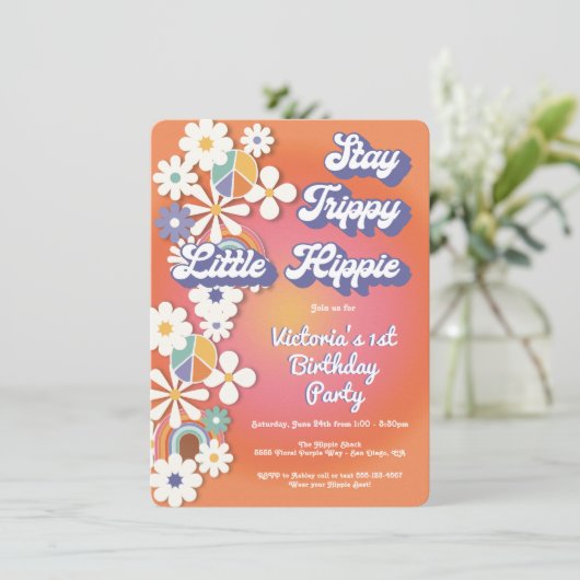 Hippie 1960's vredesliefde en feest in 1970 kaart (Staand voorkant)