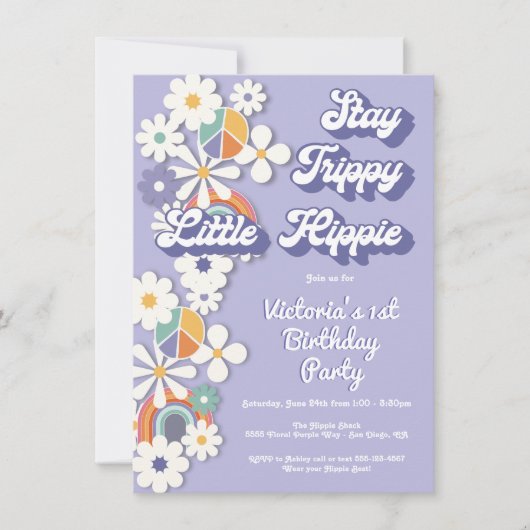 Hippie 1960's vredesliefde en feest in 1970 kaart (Voorkant)