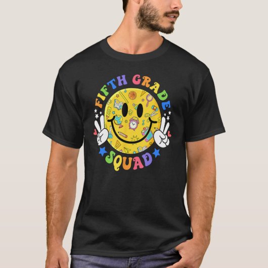 Hippie 5th Fifth Grade Squad For Teacher Kids Back T-shirt (Voorkant)