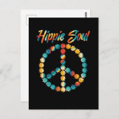 Hippie 60s 70s Retro Peace Sign Flowers Briefkaart (Voorkant / Achterkant)