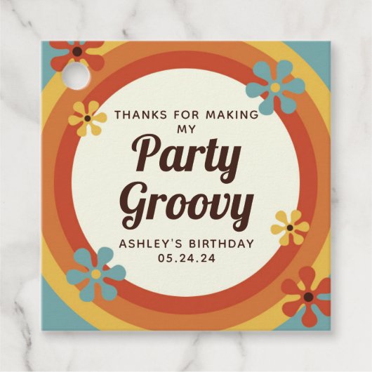 Hippie 60s Groovy Feest Cadeautje Label (Voorkant)