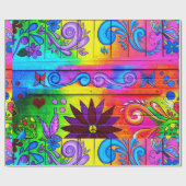 hippie 70 is psychedelisch kleurrijk cadeaupapier (Vlak)