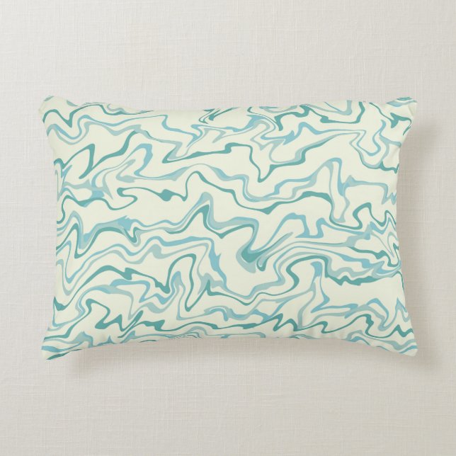 Hippie 70s Blauw Marmer Vloeibare Swirl Boho Patro Accent Kussen (Voorkant)