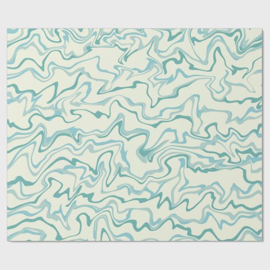 Hippie 70s Blauw Marmer Vloeibare Swirl Boho Patro Cadeaupapier (Vlak)