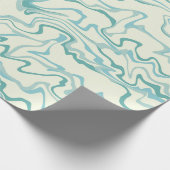 Hippie 70s Blauw Marmer Vloeibare Swirl Boho Patro Cadeaupapier (Hoek)