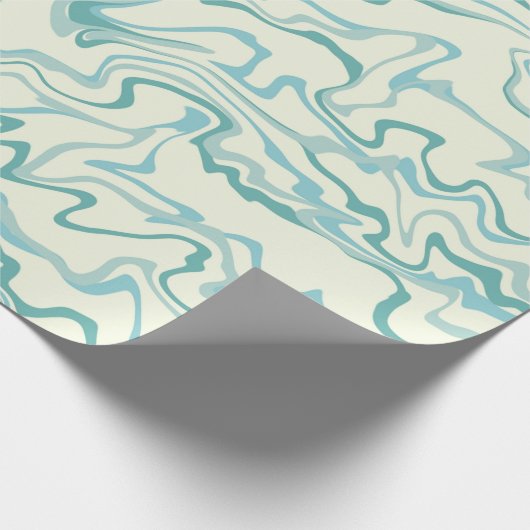 Hippie 70s Blauw Marmer Vloeibare Swirl Boho Patro Cadeaupapier (Hoek)