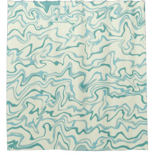 Hippie 70s Blauw Marmer Vloeibare Swirl Boho Patro Douchegordijn