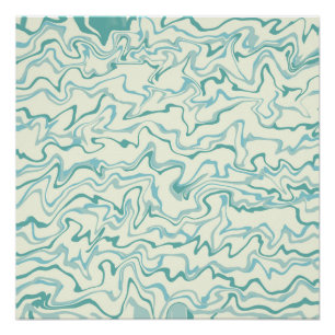Hippie 70s Blauw Marmer Vloeibare Swirl Boho Patro Perfect Poster