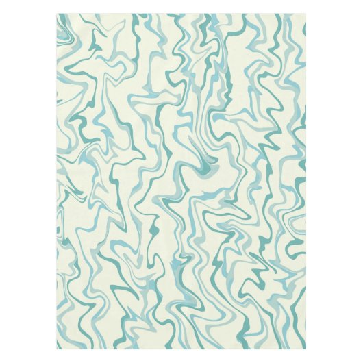 Hippie 70s Blauw Marmer Vloeibare Swirl Boho Patro Tafelkleed (Voorkant)