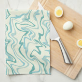 Hippie 70s Blauw Marmer Vloeibare Swirl Boho Patro Theedoek (Quarter Fold)