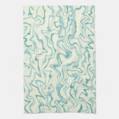 Hippie 70s Blauw Marmer Vloeibare Swirl Boho Patro Theedoek (Verticaal)