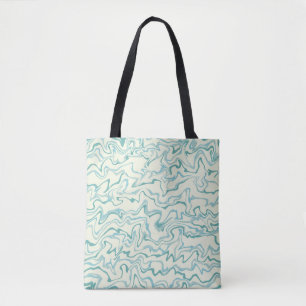 Hippie 70s Blauw Marmer Vloeibare Swirl Boho Patro Tote Bag