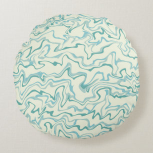 Hippie 70s Blauwe Marmeren Vloeibare Draaiing Boho Rond Kussen