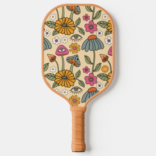Hippie 70s Floral paddenstoel Boho Floral Eye & Na Pickleball Paddle (Voorkant)