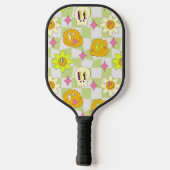 Hippie 70s Gekke Glimlach Psychedelische Trippy Pickleball Paddle (Achterkant)
