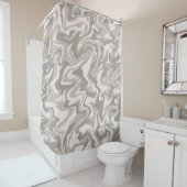 Hippie 70s Grijs Marmer Vloeibare Swirl Boho Patro Douchegordijn (In situ)