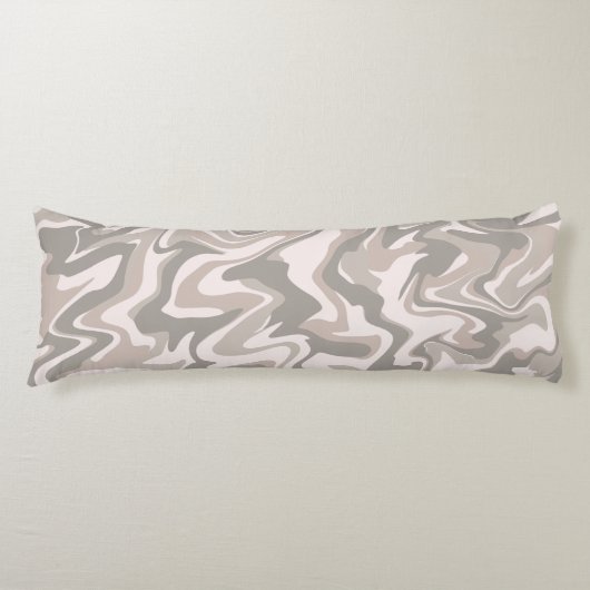 Hippie 70s Grijs Marmer Vloeibare Swirl Boho Patro Lichaamskussen (Voorkant)