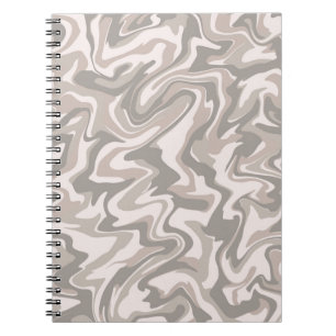 Hippie 70s Grijs Marmer Vloeibare Swirl Boho Patro Notitieboek