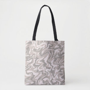 Hippie 70s Grijs Marmer Vloeibare Swirl Boho Patro Tote Bag
