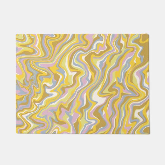 Hippie 70s Groen Marmer Vloeibare Swirl Boho Patro Deurmat (Voorkant)