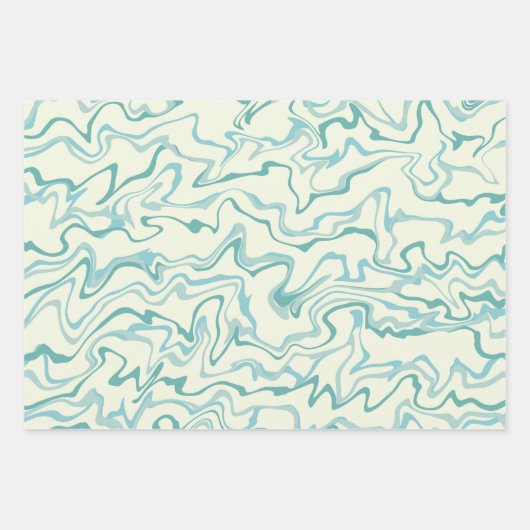 Hippie 70s Groen Marmer Vloeibare Swirl Boho Patro Inpakpapier Vel (Voorkant 3)