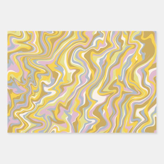 Hippie 70s Groen Marmer Vloeibare Swirl Boho Patro Inpakpapier Vel (Voorkant)