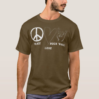 Hippie 70s Peace Love Rock N Roll Cool Band Lover T-shirt