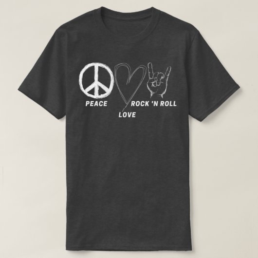 Hippie 70s Peace Love Rock N Roll Cool Band Lover T-shirt (Design voorkant)
