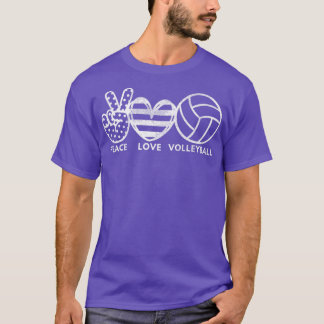 Hippie 70s Peace Love Volleyball Peace Sign Sports T-shirt