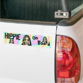 Hippie aan boord Funky Hippie Chick Peace Sign Bumpersticker (Op Truck)