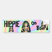 Hippie aan boord Funky Hippie Chick Peace Sign Bumpersticker (Voorkant)