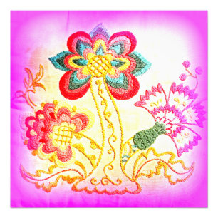 Hippie-achtige roze palmboom foto print afdruk